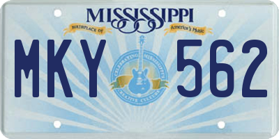MS license plate MKY562