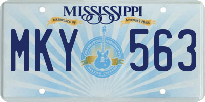 MS license plate MKY563