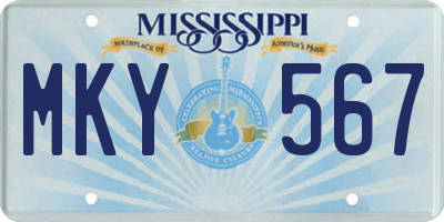 MS license plate MKY567