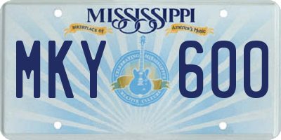 MS license plate MKY600