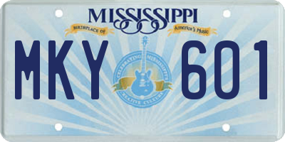 MS license plate MKY601
