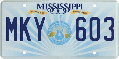 MS license plate MKY603