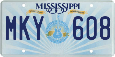 MS license plate MKY608