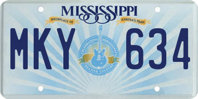 MS license plate MKY634