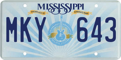 MS license plate MKY643