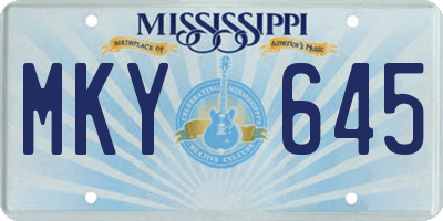 MS license plate MKY645