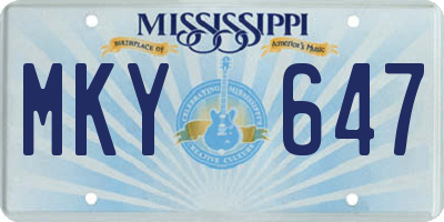 MS license plate MKY647