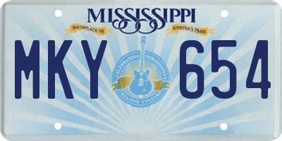 MS license plate MKY654