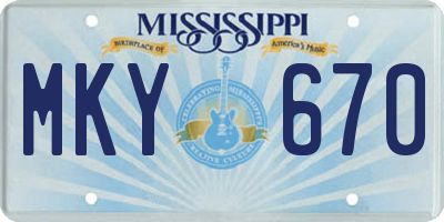 MS license plate MKY670