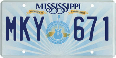 MS license plate MKY671