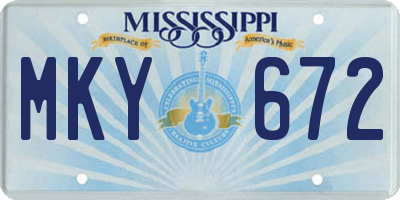 MS license plate MKY672
