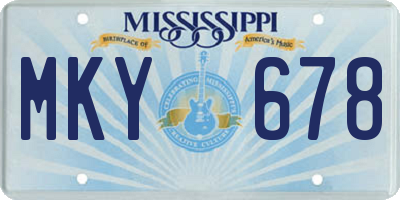 MS license plate MKY678