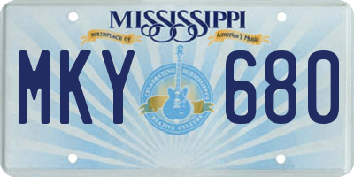 MS license plate MKY680
