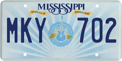 MS license plate MKY702