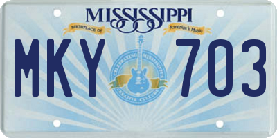 MS license plate MKY703