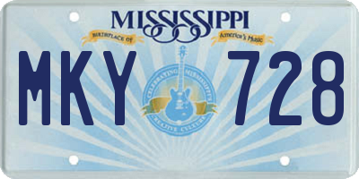 MS license plate MKY728