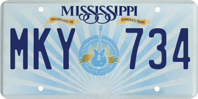 MS license plate MKY734