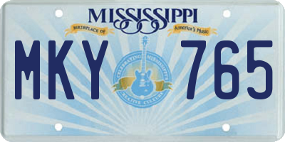 MS license plate MKY765