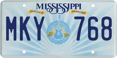 MS license plate MKY768