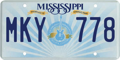 MS license plate MKY778