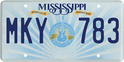 MS license plate MKY783