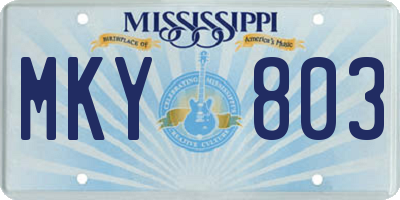 MS license plate MKY803