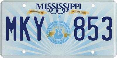 MS license plate MKY853