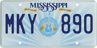 MS license plate MKY890