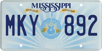 MS license plate MKY892