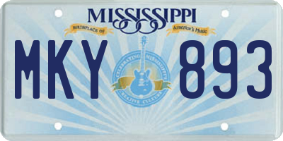 MS license plate MKY893