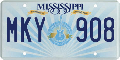 MS license plate MKY908