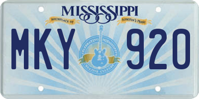 MS license plate MKY920