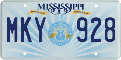 MS license plate MKY928