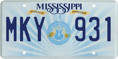 MS license plate MKY931
