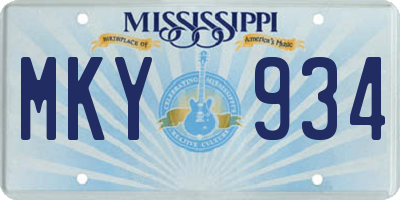 MS license plate MKY934