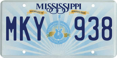 MS license plate MKY938