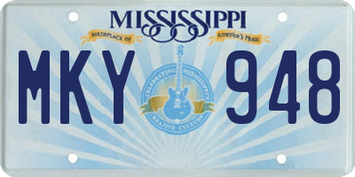 MS license plate MKY948