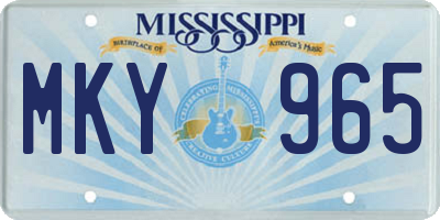 MS license plate MKY965