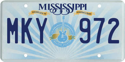 MS license plate MKY972