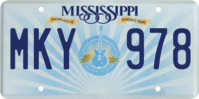 MS license plate MKY978