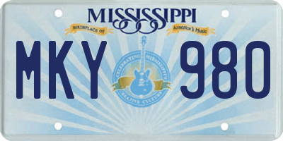 MS license plate MKY980