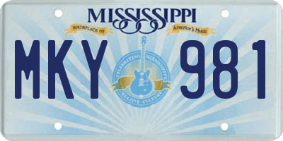 MS license plate MKY981