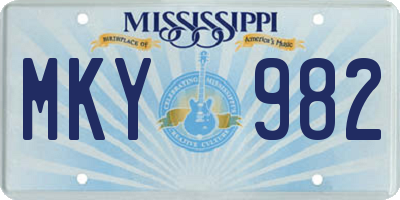 MS license plate MKY982