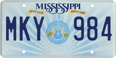 MS license plate MKY984