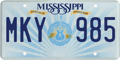 MS license plate MKY985