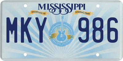 MS license plate MKY986