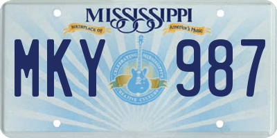 MS license plate MKY987