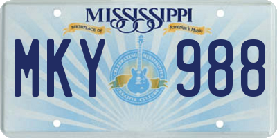 MS license plate MKY988