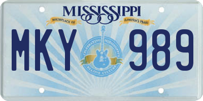 MS license plate MKY989