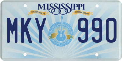 MS license plate MKY990